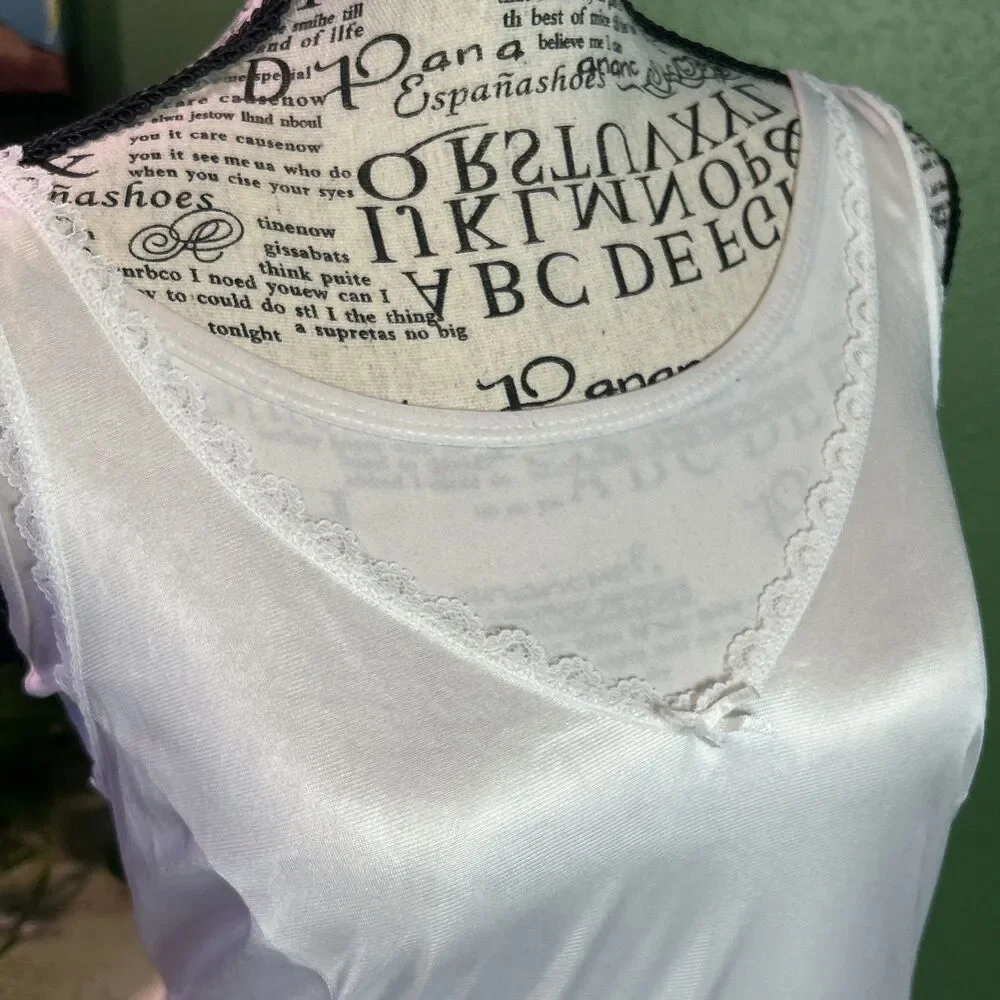 Vintage Montgomery Ward White Night Granny Slip With Lace Trim 36